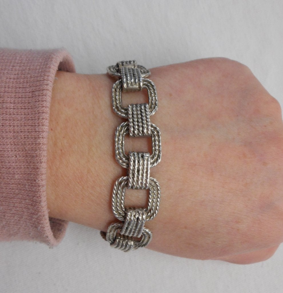Zilveren prachtige zware vintage schakel armband nr.1169