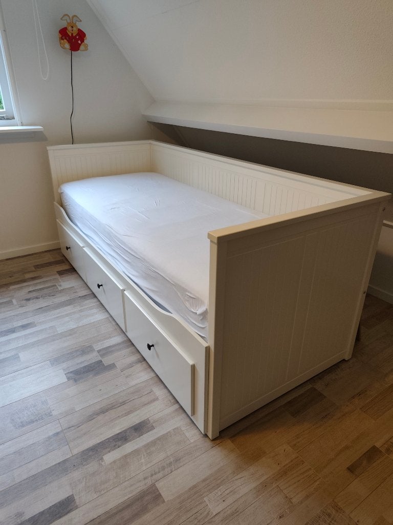 Hemnes bed, Ophalen, Verstelbaar, Eenpersoons, Wit
