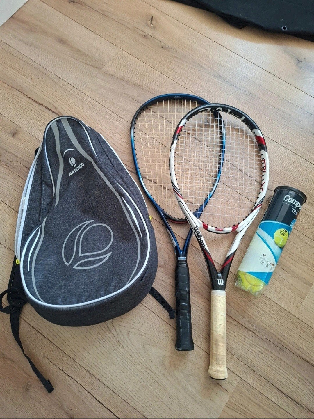Complete Tennis Set: Tas, 2 Rackets (Wilson/Head) & Ballen, Sport en Fitness, Ophalen of Verzenden