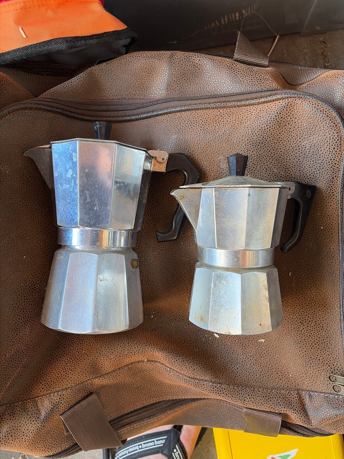 Set van 2 vintage aluminium percolators, Zilver, Ophalen of Verzenden, Metaal, Overige merken