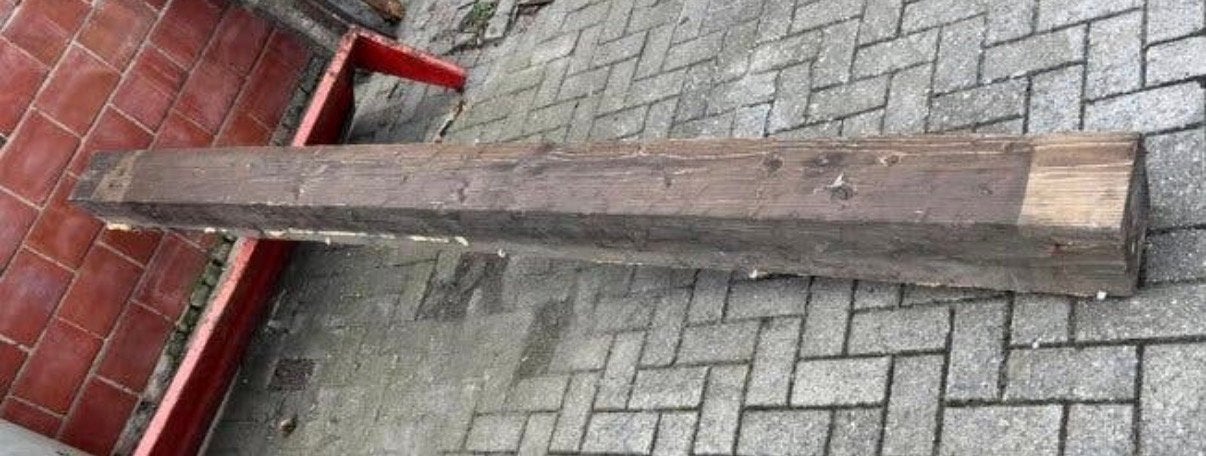 Houten balk 20x20 cm – lengte 320 cm, Ophalen, Gebruikt, Eiken, Balk