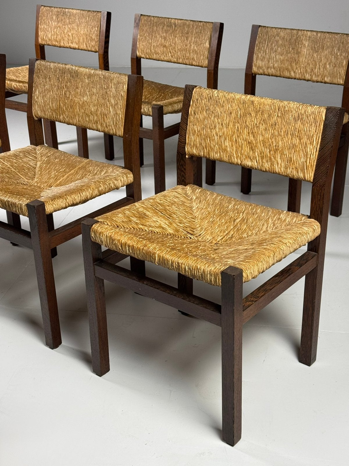 Martin Visser eetksmerstoelen vintage, Ophalen of Verzenden, Zo goed als nieuw, Bruin, Vijf, Zes of meer stoelen