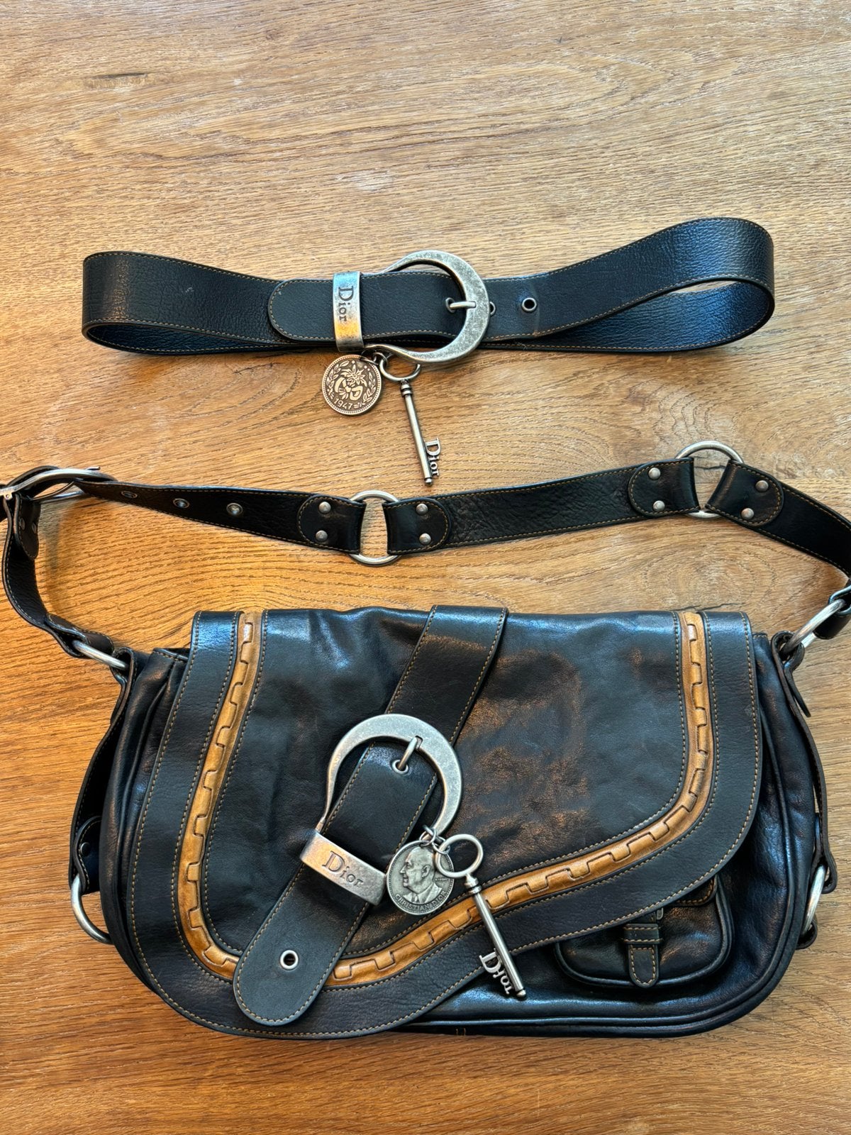 Gaucho Black & Tan Leather Shoulder Saddle Bag en  riem, Overige merken, Gebruikt, Zwart, Ophalen of Verzenden