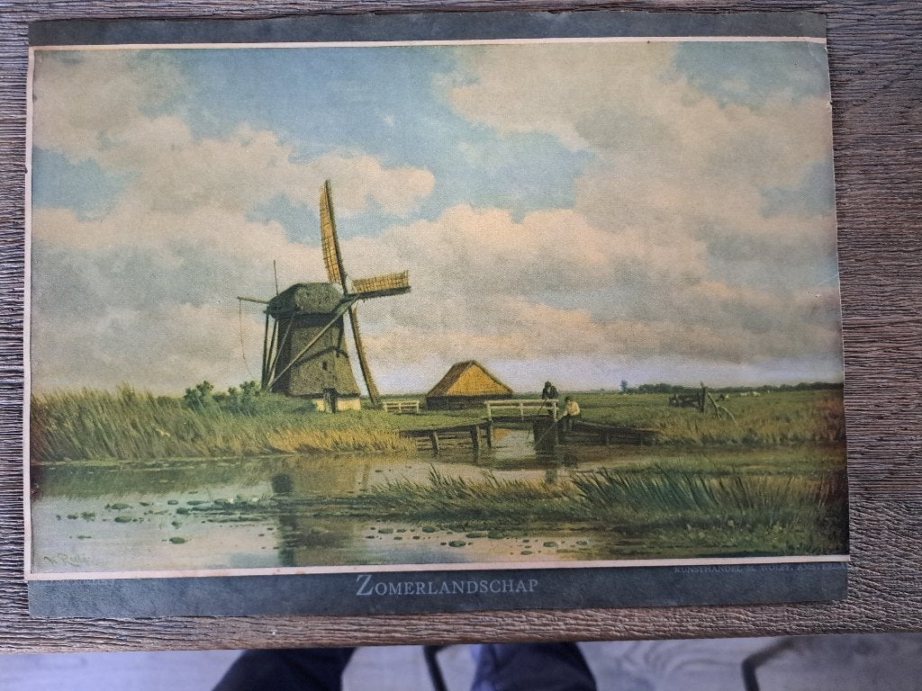 Antieke Kunstdruk W.Roelofs - Zomerlandschap M. Wolff, 1930, Antiek en Kunst, Ophalen of Verzenden, Reproductie, Print/reproductie