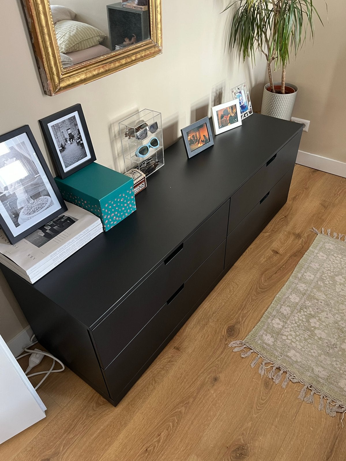 Zwart Ikea ladekast met 4 lades Nordli, Huis en Inrichting, Ophalen, Gebruikt, 150 tot 200 cm, Met lade(s)