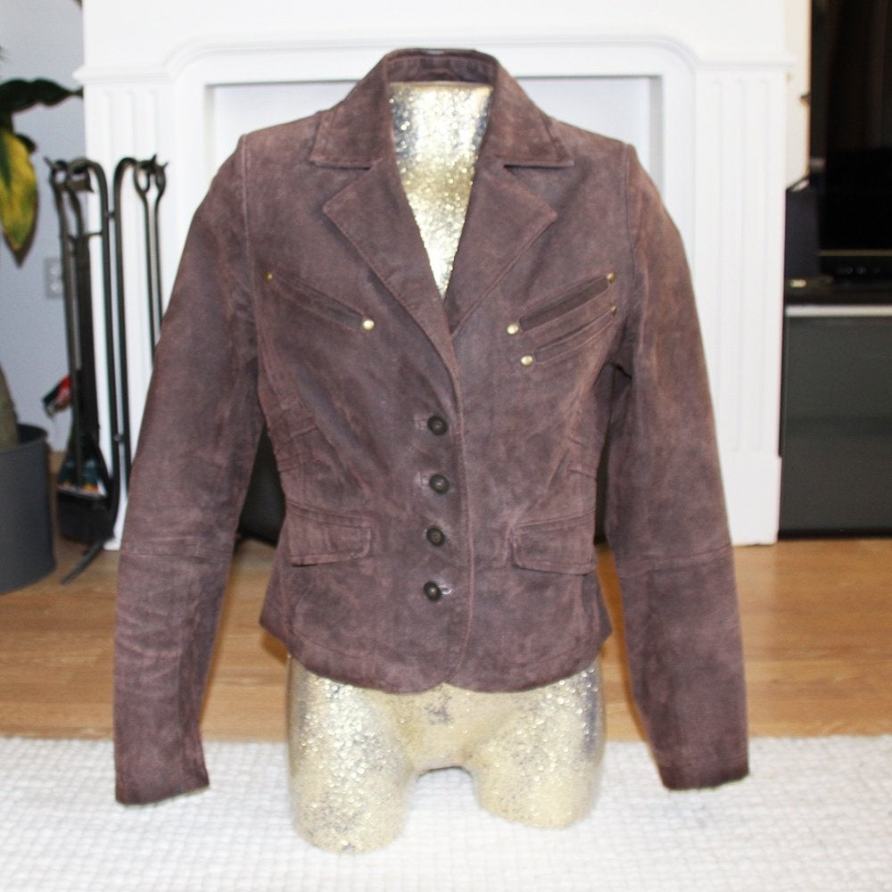 Mooi Bruin Suede Promiss Jasje (S) € 40,-, Promiss, Bruin, Ophalen of Verzenden, Zo goed als nieuw