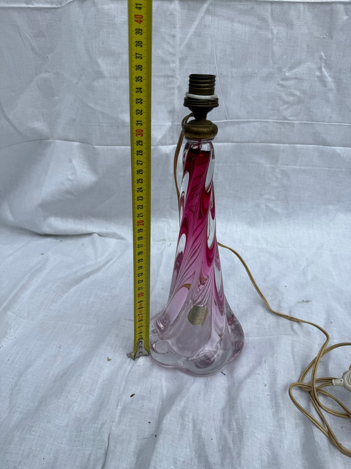 Val Saint Lambert lampvoet, jaren '50-'70, roze/wit, Ophalen of Verzenden