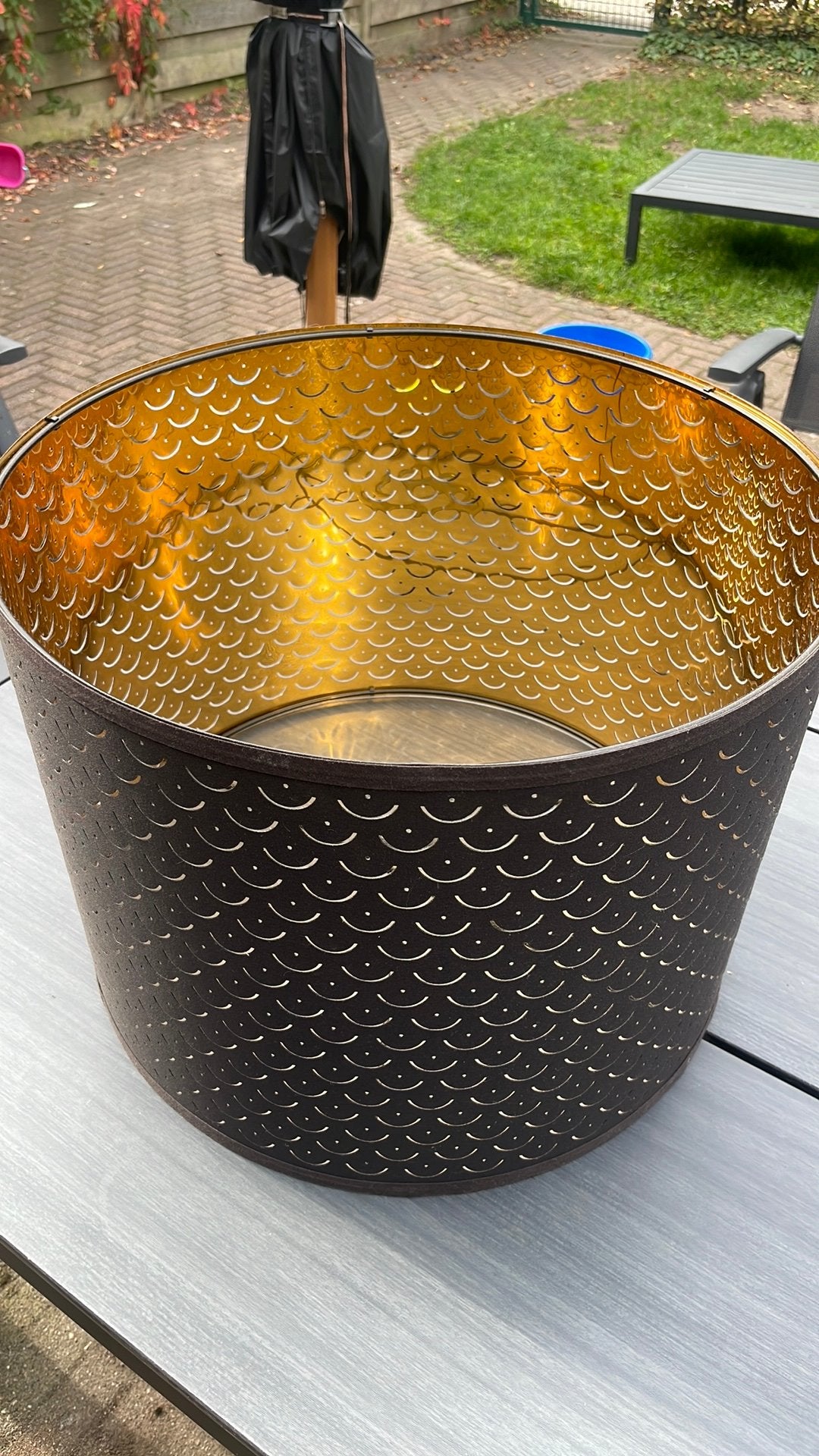 Mooie lampenkap met gouden binnenkant, 44 cm, Rond, Zo goed als nieuw, 33 cm