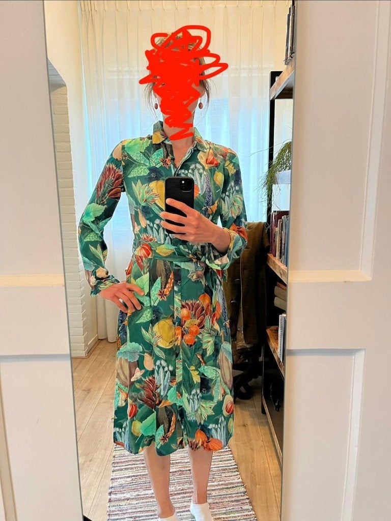 Kleurrijke POM jurk maat XS, Overige kleuren, Ophalen of Verzenden, Zo goed als nieuw, Knielengte
