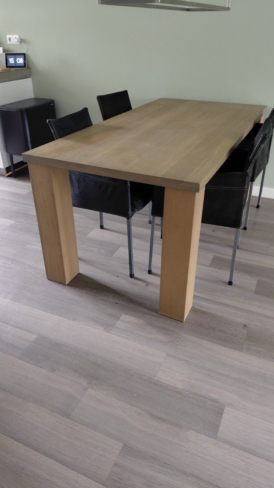Robuuste eikenhouten eettafel, Ophalen, Eikenhout, 50 tot 100 cm, Zo goed als nieuw