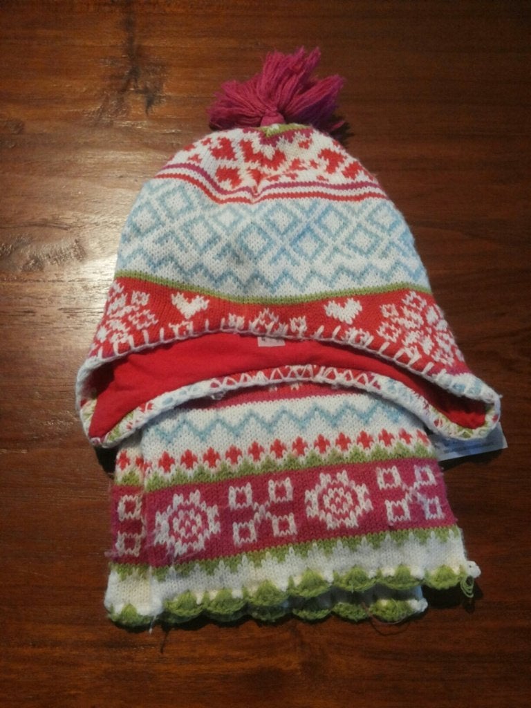 Lekker gevoerde muts en sjaal, maat 80-86, Kinderen en Baby's, Babykleding | Mutsen, Sjaals en Wanten, Ophalen of Verzenden, Zo goed als nieuw