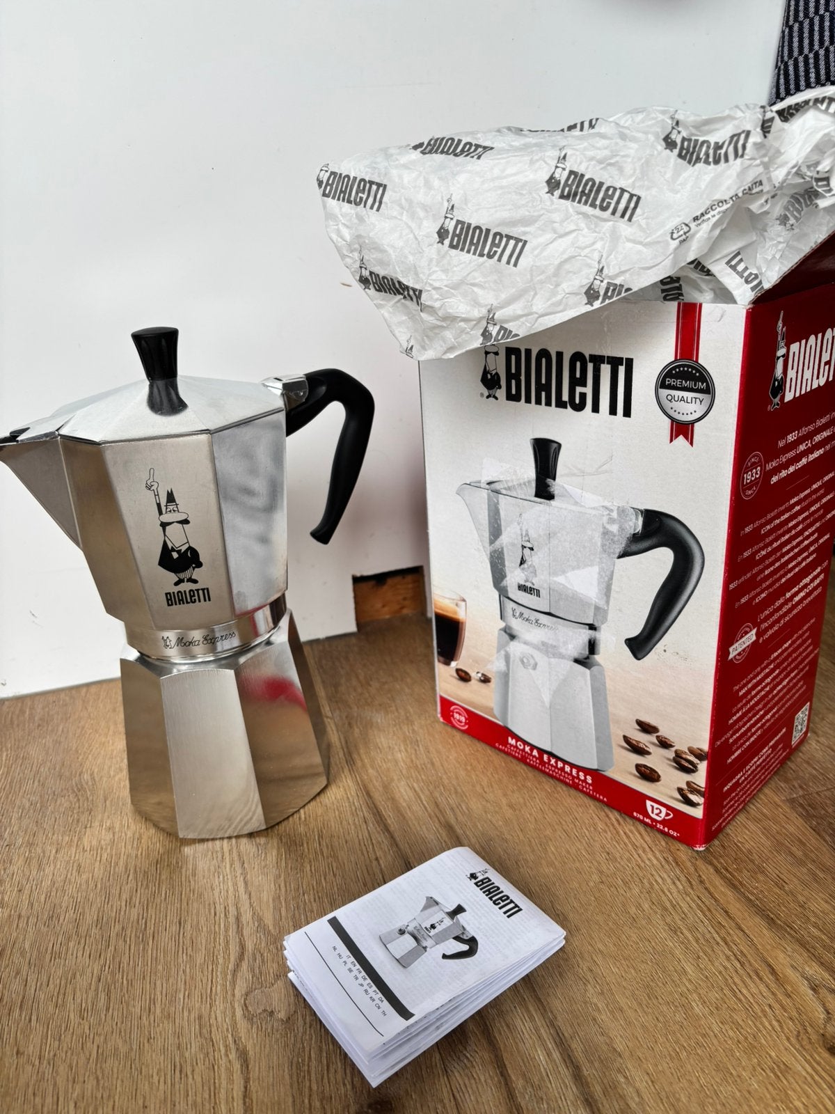 Bialetti percolator, Afneembaar waterreservoir, Espresso apparaat, Nieuw, Gemalen koffie
