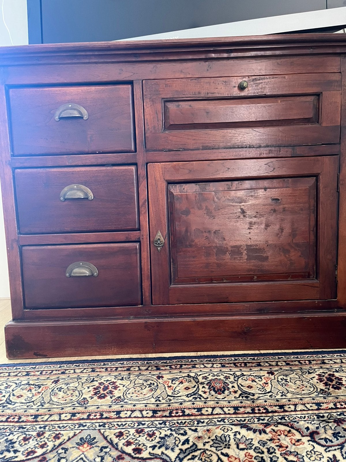 Dressoir koloniaal, Huis en Inrichting, Kasten | Dressoirs, Ophalen, Gebruikt, 75 cm of meer, Teakhout
