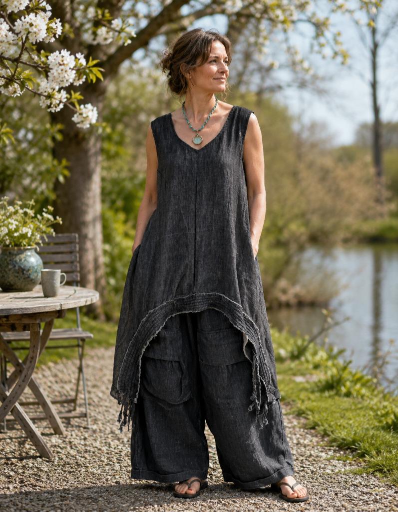 Prachtige artistieke linnen set van Barbara Speer. XXXL / 46, Kleding | Dames, Grote Maten, Barbara Speer, Jurk, Ophalen of Verzenden
