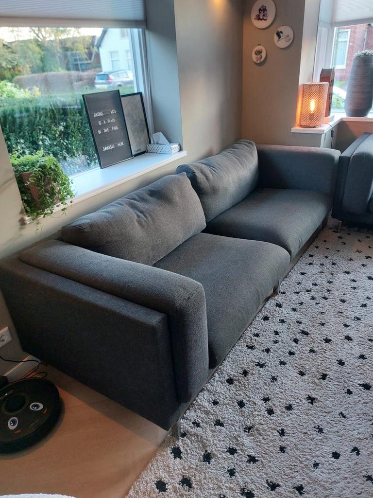 IKEA Nockeby 2-zits en 3-zits banken - Grijs, Huis en Inrichting, Banken | Bankstellen, Ophalen, Gebruikt, 75 tot 100 cm, Rechte bank