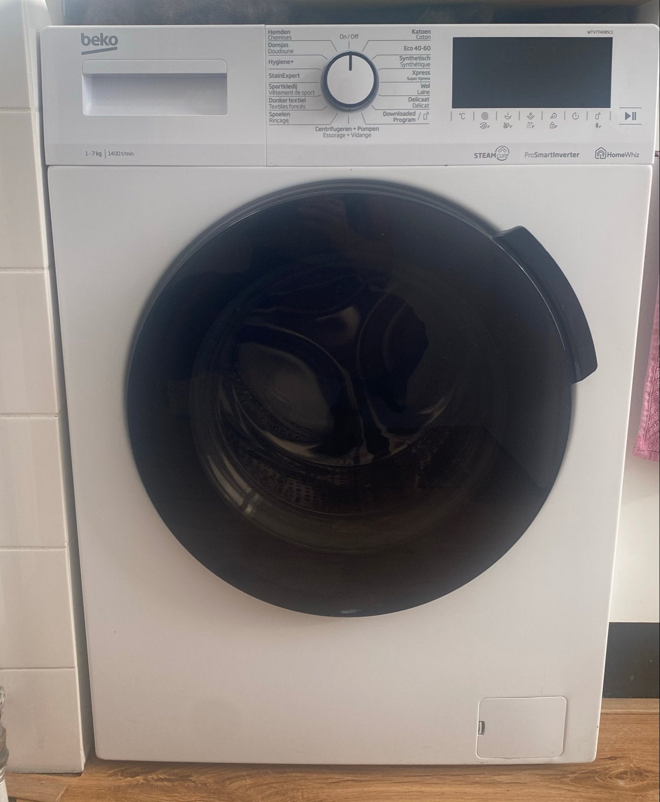 Beko WTV7740BSC1 Wasmachine 7kg 1400 toeren, Ophalen, Zo goed als nieuw, Voorlader, Kort programma