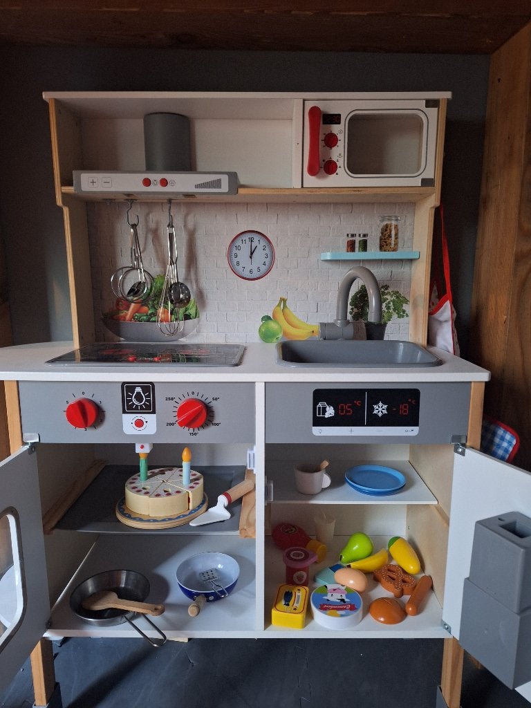 Houten speelkeuken met accessoires, Ophalen, Gebruikt, Hout, Speelkeuken-accessoire