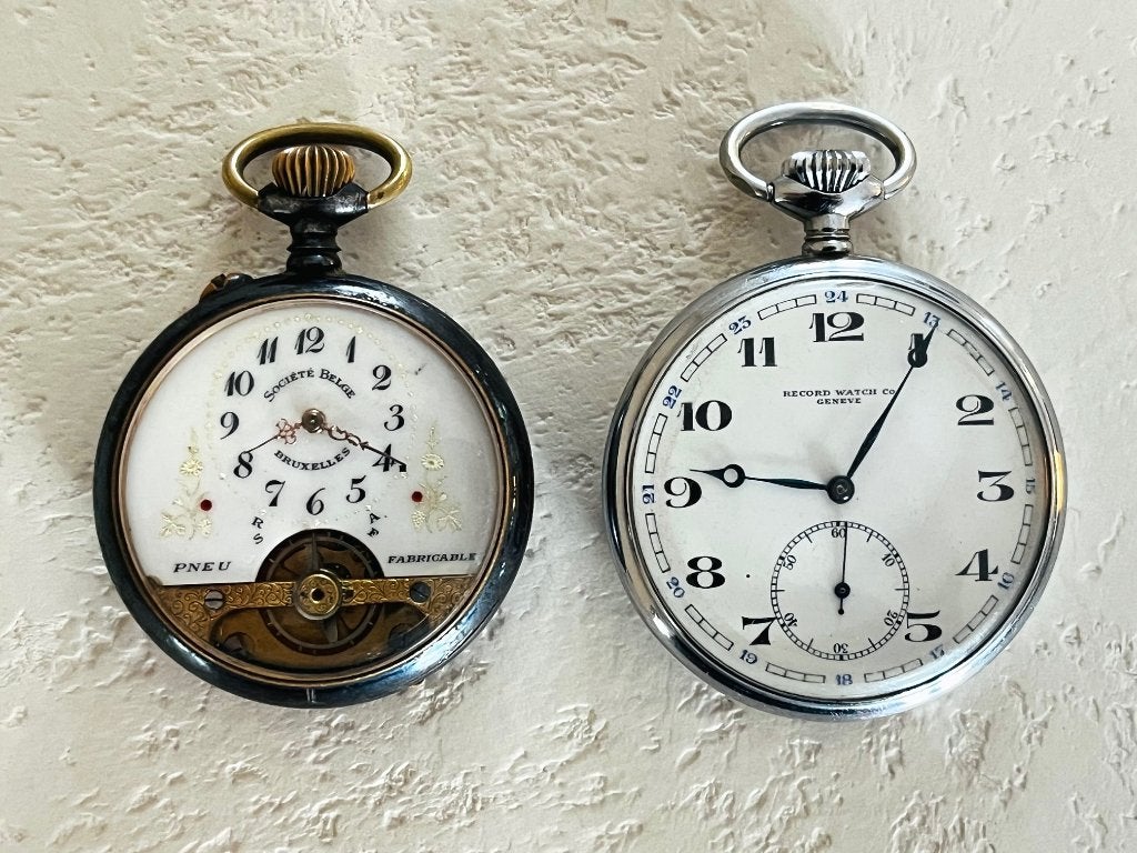 Lot 2x zakhorloge Hebdomas 8 days - Record Longines, Overige merken, Overige materialen, Zakhorloge, Ophalen of Verzenden