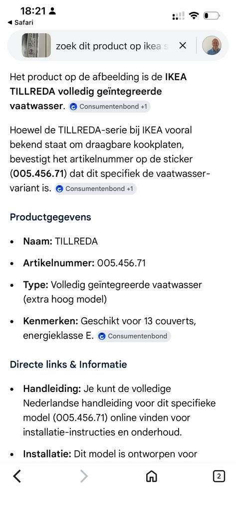 IKEA TILLREDA Volledig Geïntegreerde Vaatwasser, Ophalen, Gebruikt, 60 cm of meer, Eco programma