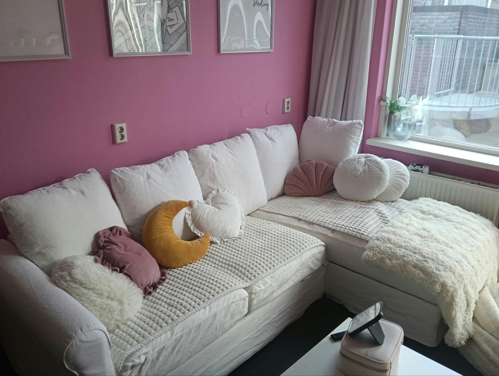IKEA hoekbank met chaise longue en opslag, 250 tot 300 cm, Gebruikt, 100 tot 125 cm, Hoekbank
