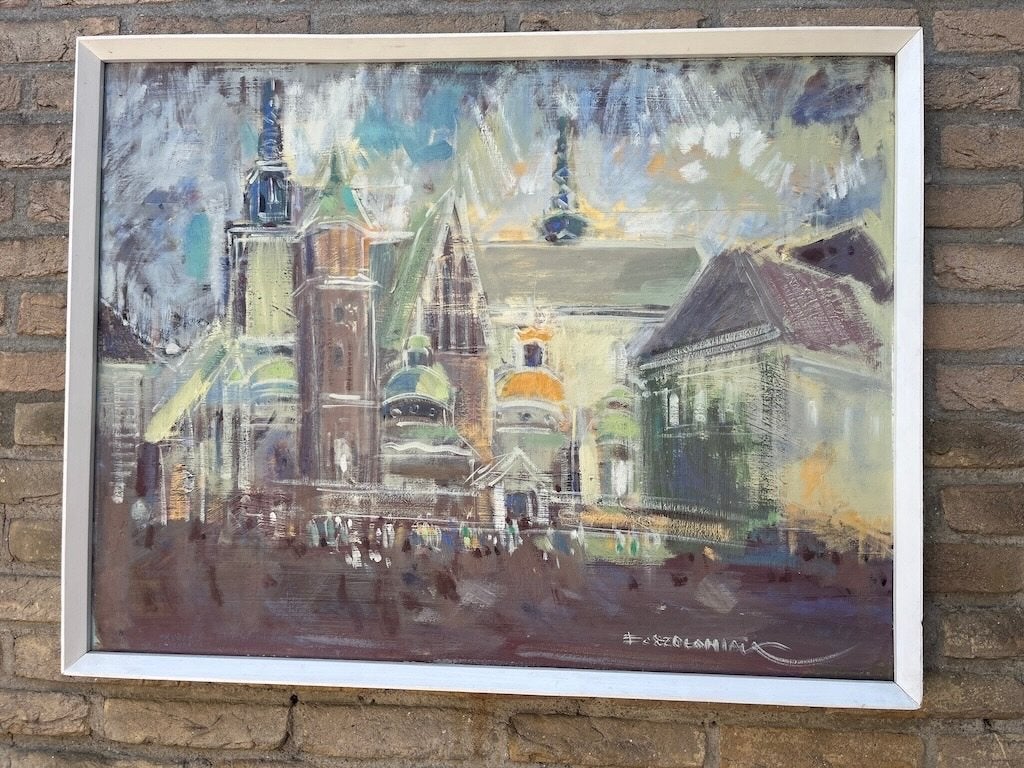 Fraai Schilderij Stadsgezicht zeer mooi van kleur, Ophalen, Expressionistisch, Origineel werk, Stads- / dorpsgezicht