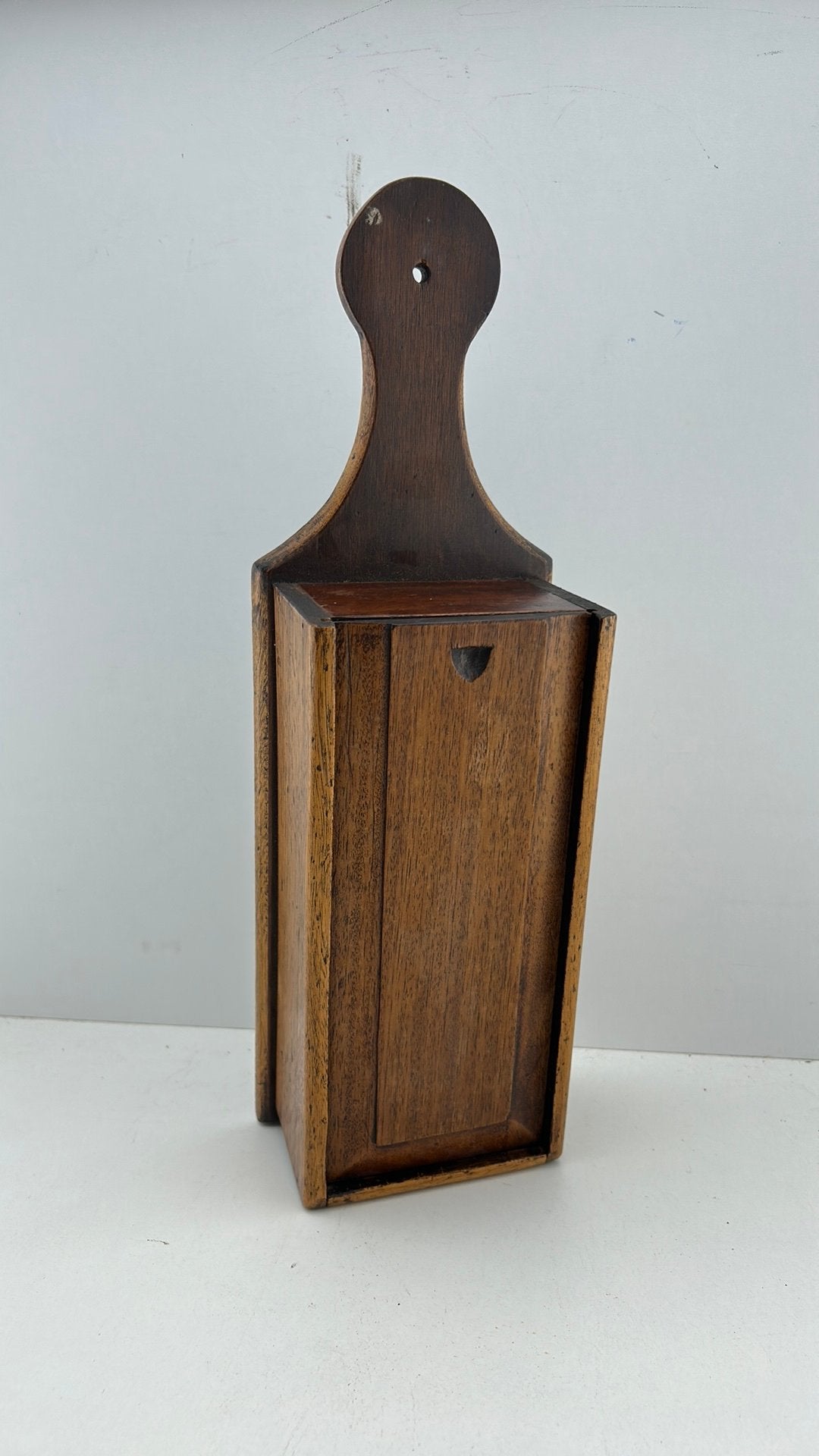 Antieke Houten lucifers houder met Deksel, Ophalen of Verzenden