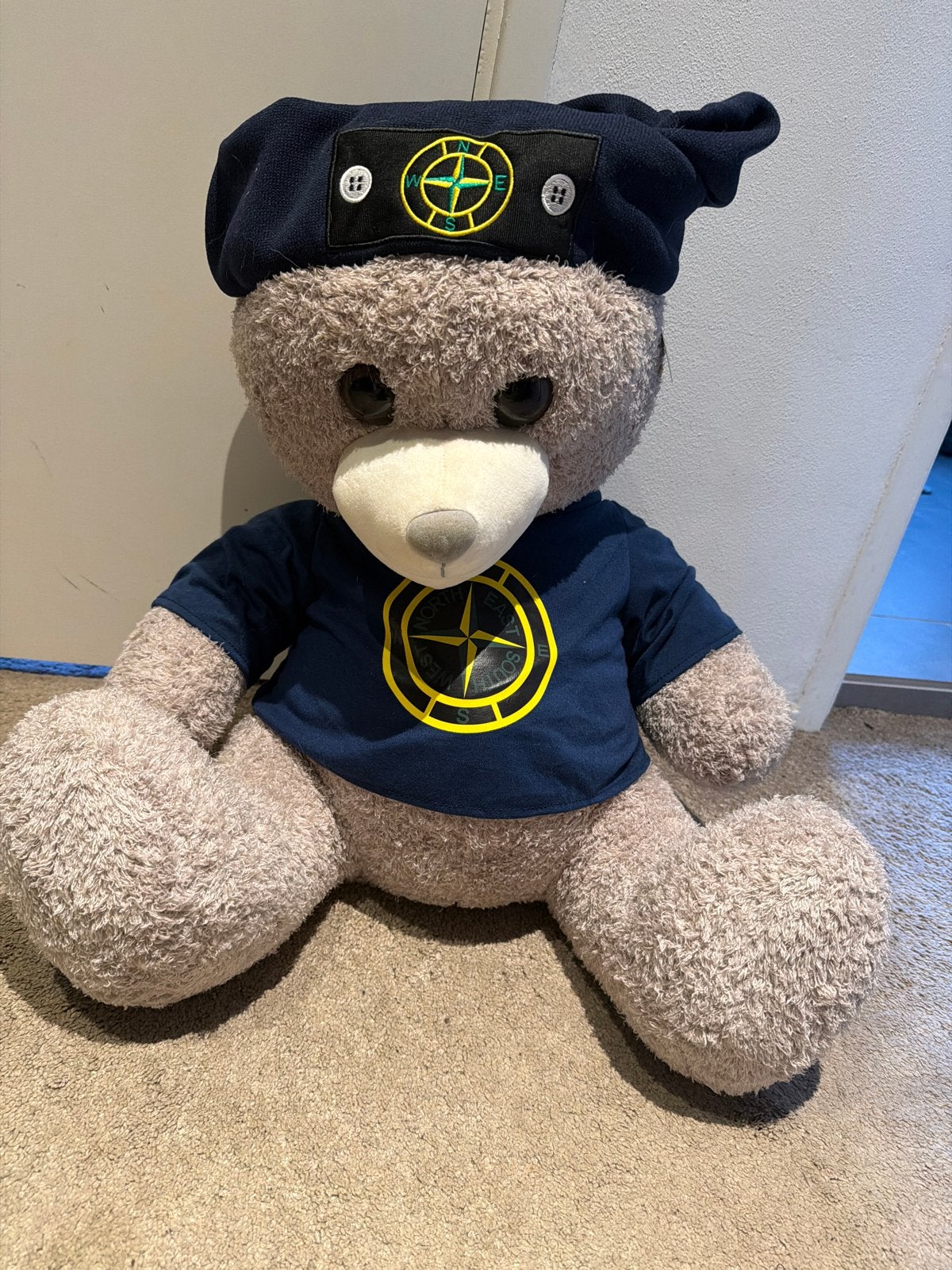 Grote knuffelbeer met Stone Island kleding, Beer, Ophalen of Verzenden, Zo goed als nieuw, Met kleding of accessoire