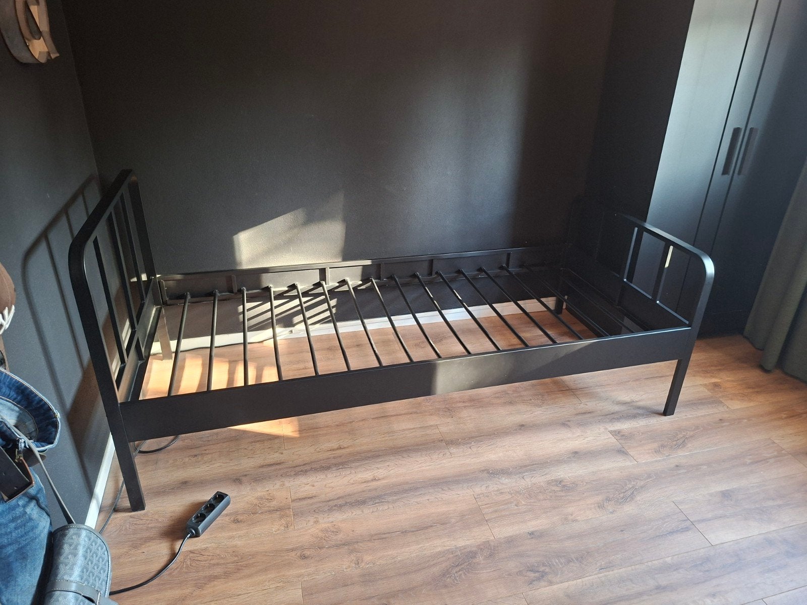 zwart 1ps bed bed 1 persoons, Ophalen, 90 cm, Eenpersoons, Zwart