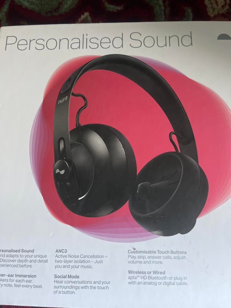 Nura gepersonaliseerde geluidskoptelefoon, Audio, Tv en Foto, Koptelefoons, Overige merken, Gebruikt, Ophalen of Verzenden, Over oor (circumaural)