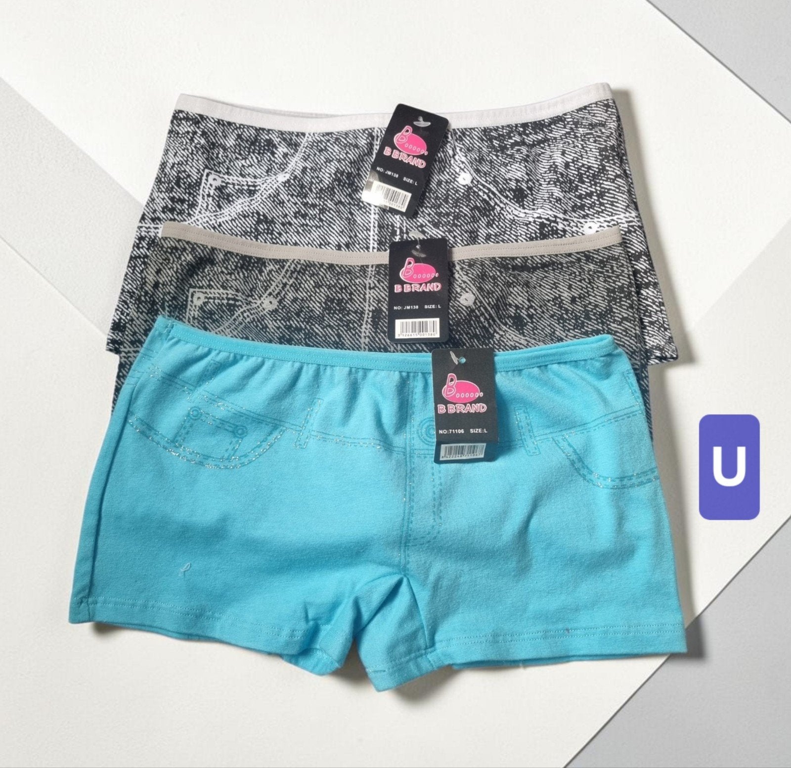 B Brand boxershort slips met denim-print - Maat L set van 3, B.Brand, Ophalen of Verzenden, Blauw, Slip