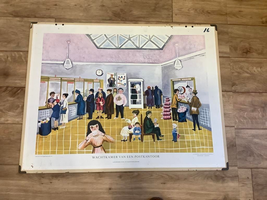 TWEE OUDE SCHOOLPLATEN, Antiek en Kunst, Curiosa en Brocante, Ophalen