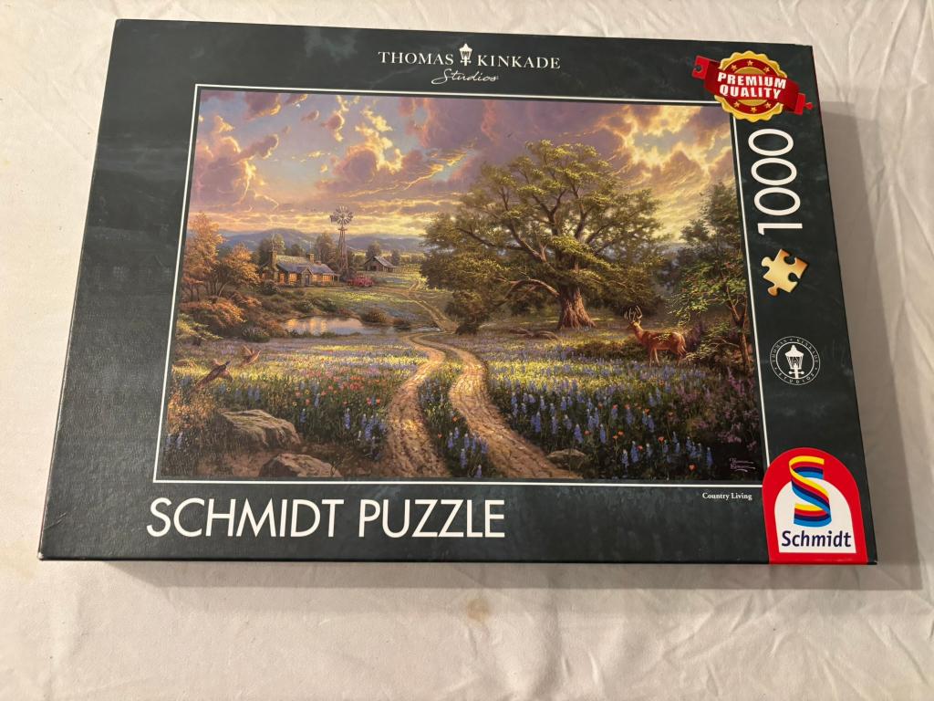 Thomas kinkade schmidt puzzle - country living - 1000 st!, Ophalen of Verzenden, 500 t/m 1500 stukjes, Zo goed als nieuw, Legpuzzel