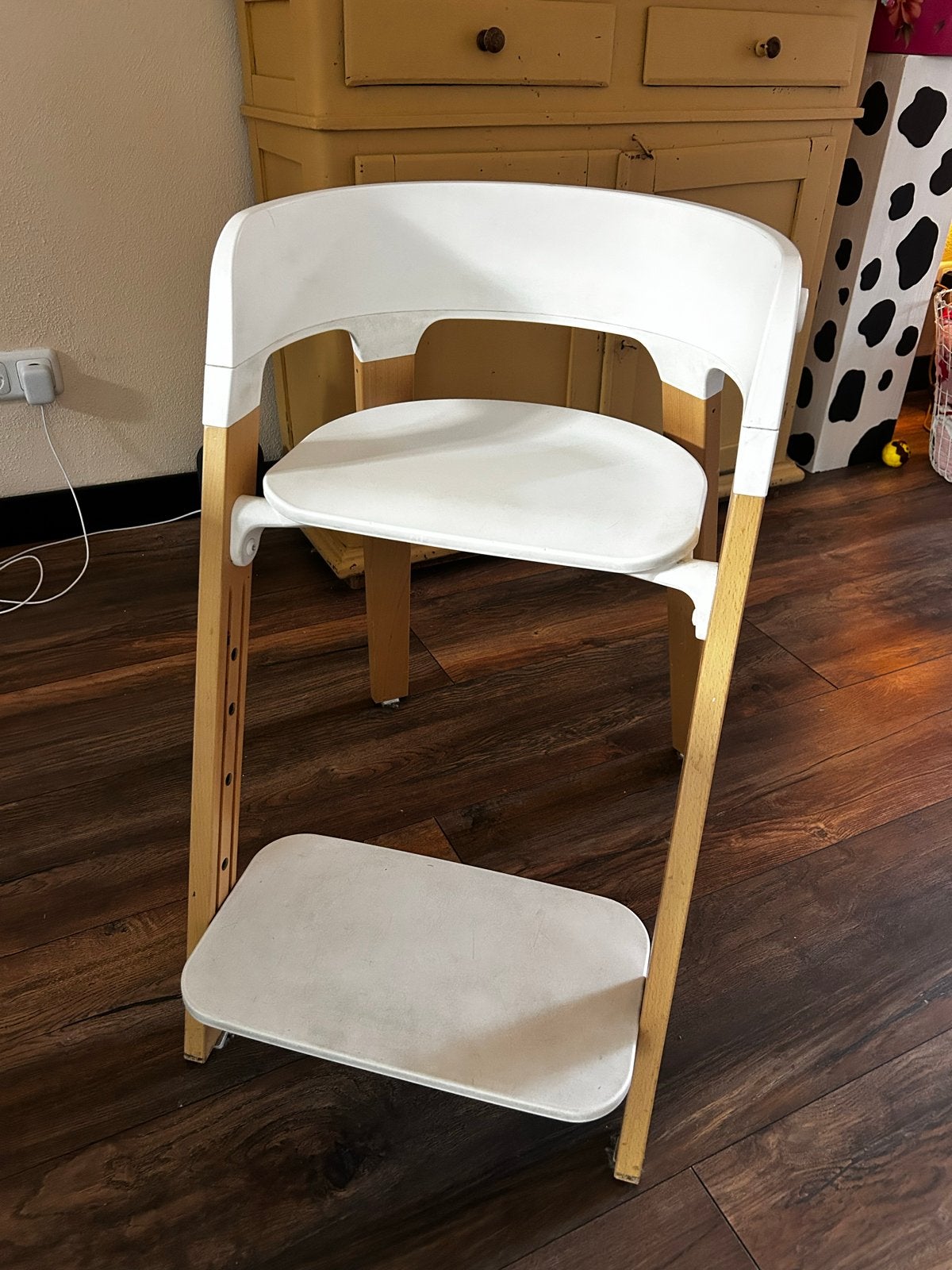 Stokke Steps Meegroeistoel - Wit/Hout, Ophalen, Gebruikt, Meegroeistoel