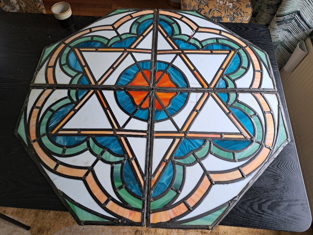 oud glas in lood ramen, Gebruikt, Glas in lood, 80 tot 120 cm, Ophalen of Verzenden