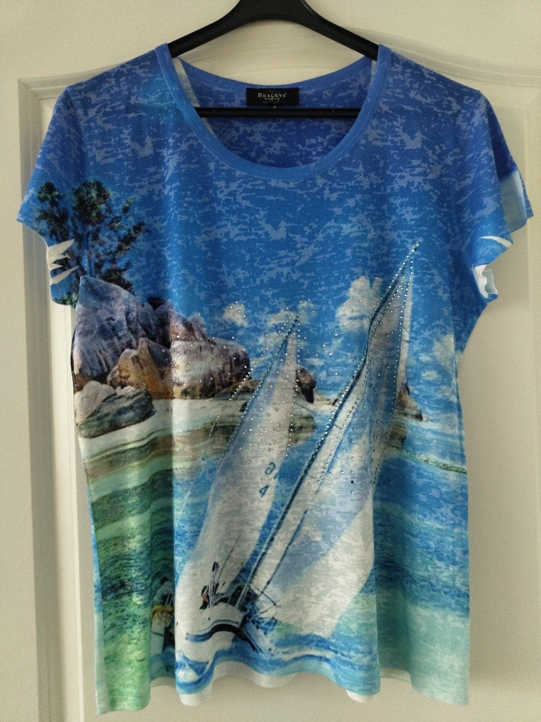 Bexleys zgan t shirt met opdruk mt m, Maat 38/40 (M), Blauw, Ophalen of Verzenden, Zo goed als nieuw