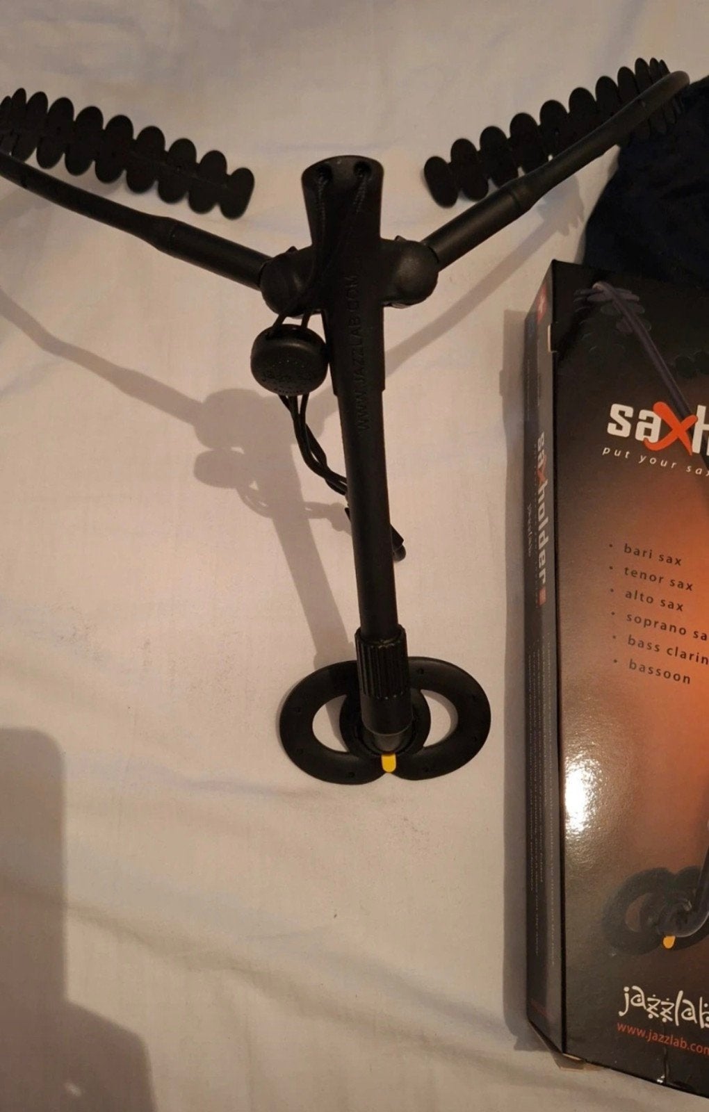 Saxholder Pro saxofoon harnas, Ophalen of Verzenden, Zo goed als nieuw, Houtblazer, Met koffer of draagtas