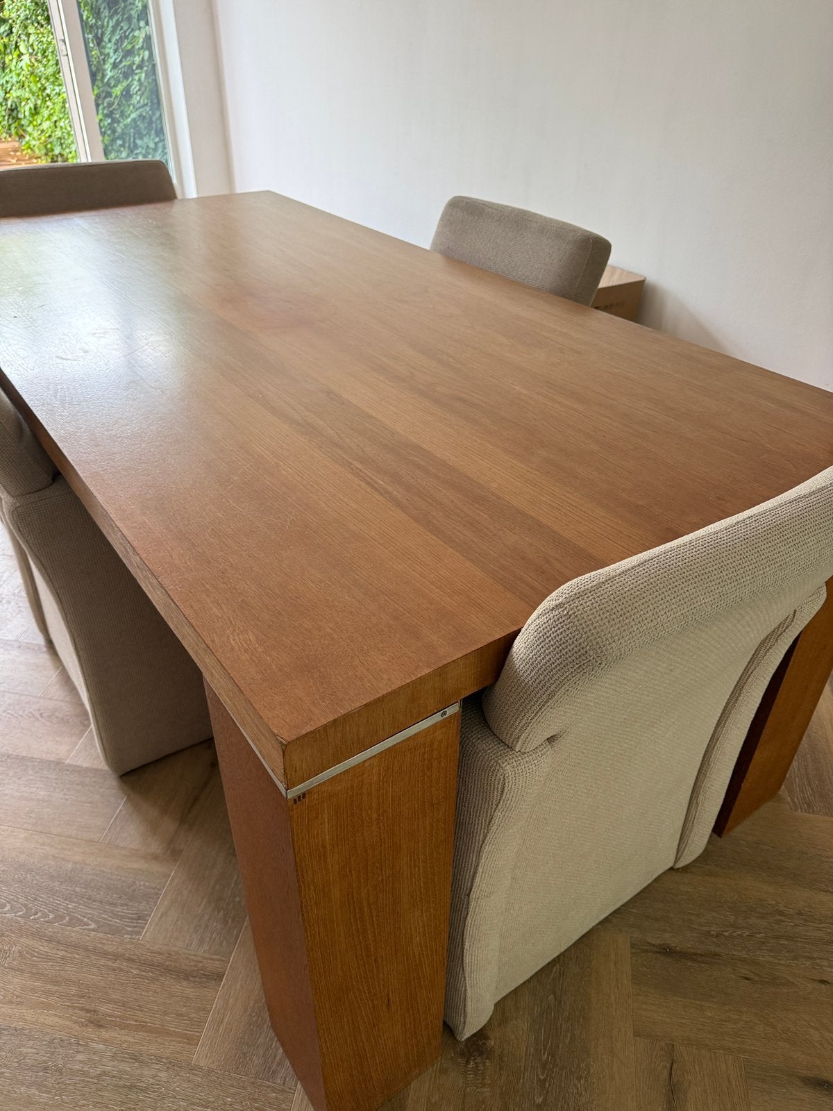 Teak houten tafel 200x100, Ophalen, Gebruikt, Teakhout, 200 cm of meer