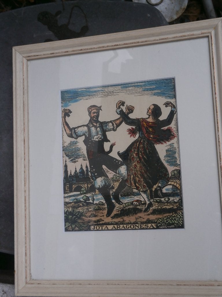 2 Spaanse gekl Houtsnedes in lijstjes, Castella Marti, Antiek en Kunst, Ophalen