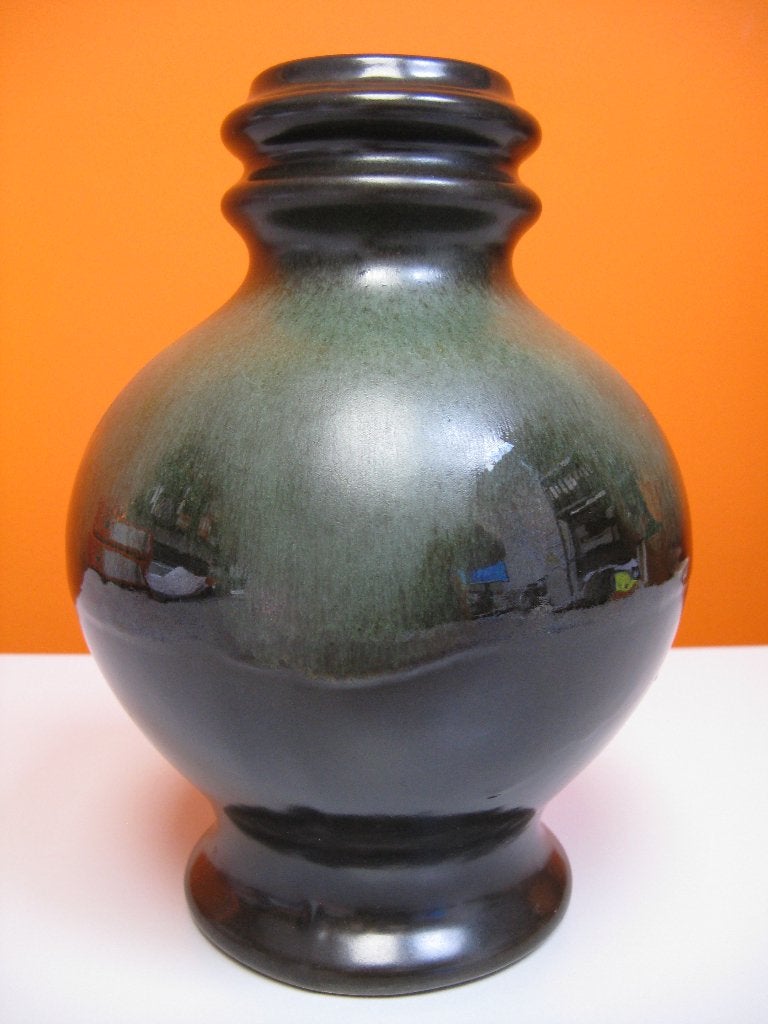 retro vintage keramische vaas Germany 1970s, Met patroon/structuur, Ophalen of Verzenden, Zo goed als nieuw, 19 cm