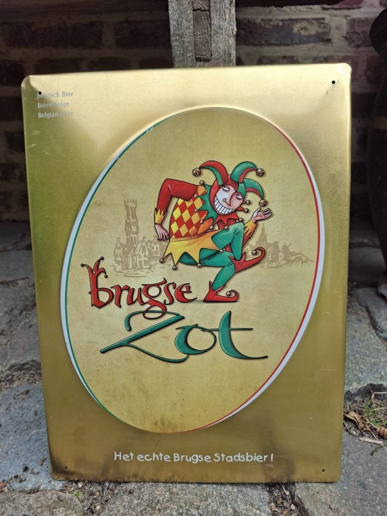 ijzeren reclame plaat Brugs zot, Ophalen of Verzenden, Nieuw, Reclamebord