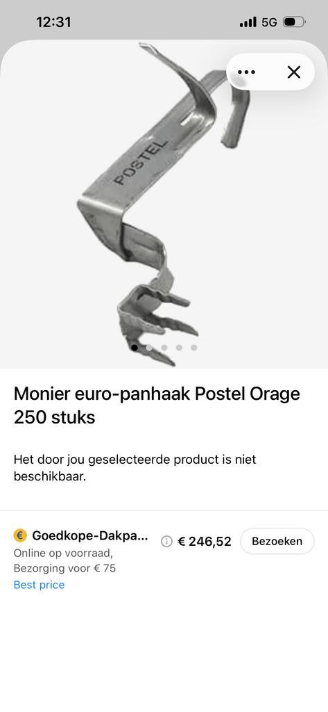 Monier euro-panhaken Postel Orage ! Bericht voor meer info, Doe-het-zelf en Verbouw, Dakpannen en Dakbedekking, Nieuw, Ophalen of Verzenden