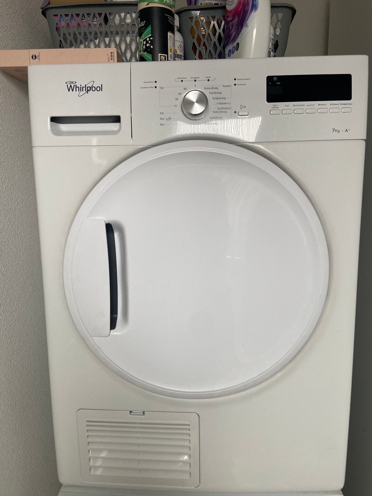 Droger ( Wirlpool), Witgoed en Apparatuur, Ophalen, 6 tot 8 kg, Zo goed als nieuw, 85 tot 90 cm