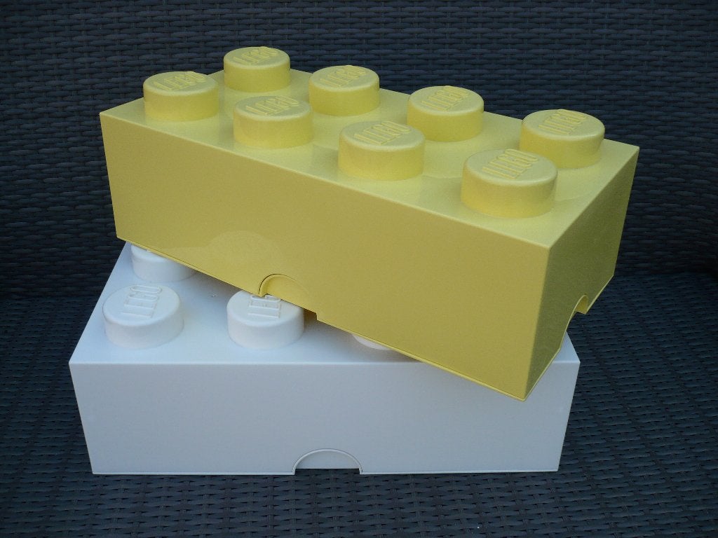 Lego grote opbergboxen geel en/ of wit , 8 nops., Ophalen of Verzenden, Gebruikt, Complete set, Lego
