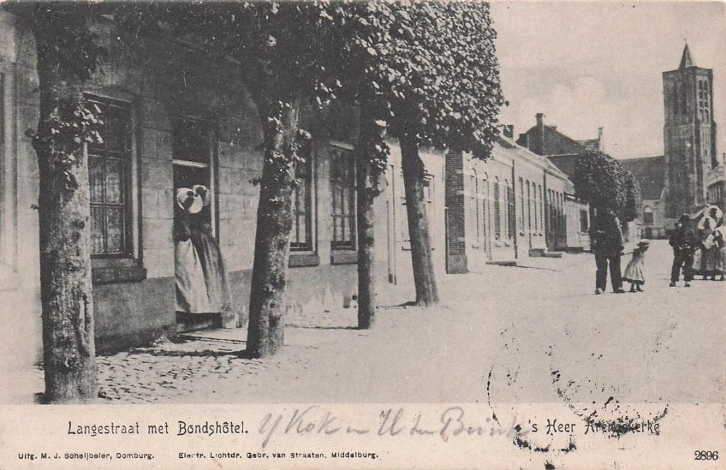 703-158-037 s-Heer Arendskerke Langestraat met Bondshotel, Verzamelen, Verzenden, Voor 1920, Zeeland