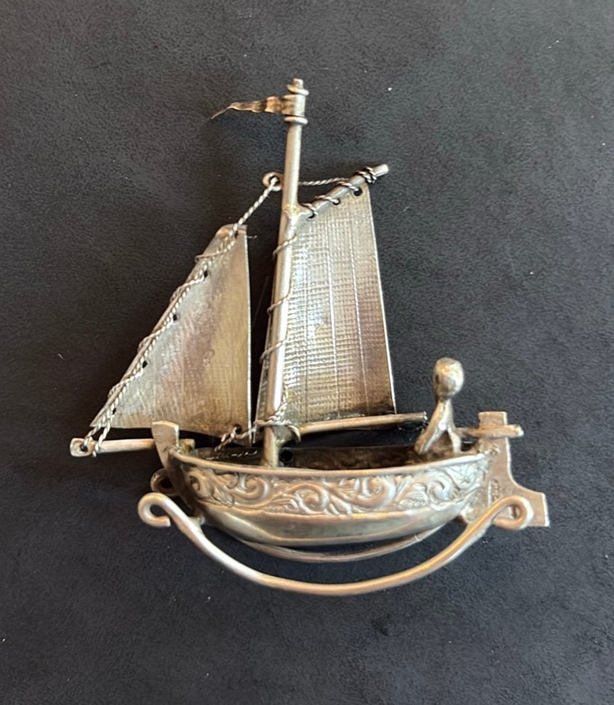 Antieke zilveren zeilboot, Antiek en Kunst, Ophalen of Verzenden