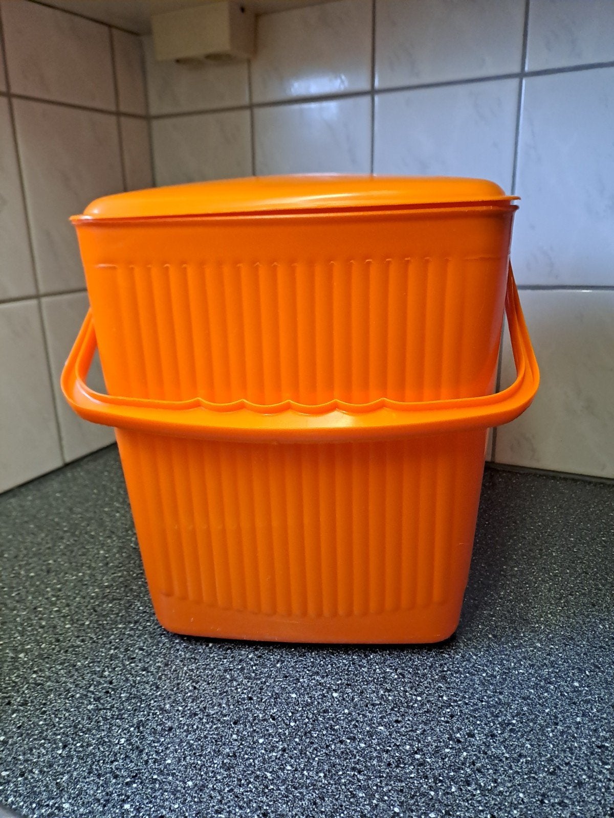 Vintage Persil Wasmiddel Emmer / Opbergton Oranje Jaren '70, Verzamelen, Retro, Ophalen of Verzenden, Huis en Inrichting