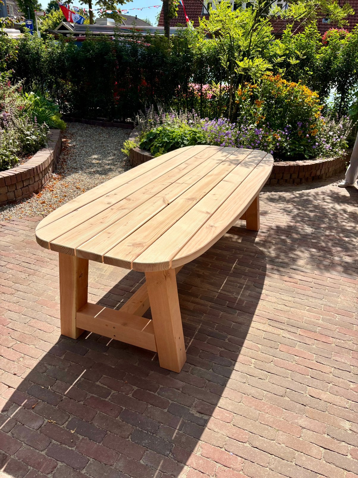 Tuintafel ovaal, Ophalen of Verzenden, Nieuw, Rechthoekig, Hout