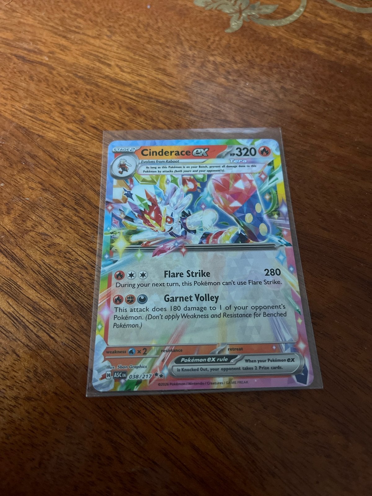 Cinderace ex 038/277 Pokémon kaart, Ophalen of Verzenden, Zo goed als nieuw, Losse kaart