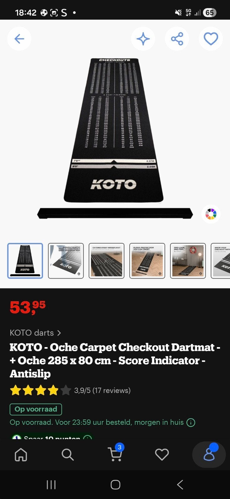 KOTO Oche Carpet Checkout Dartmat - Antislip, Ophalen of Verzenden, Nieuw, Overige typen