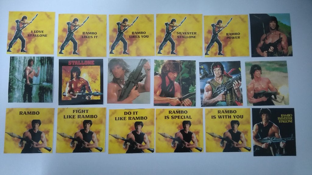 Rambo Sylvester Stallone film stickers sticker vintage, Ophalen of Verzenden, Zo goed als nieuw, Overige typen